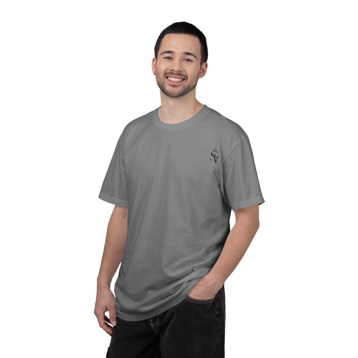 Tiny Heart Flame Chest T-Shirt — Minimalist Small Logo Tee